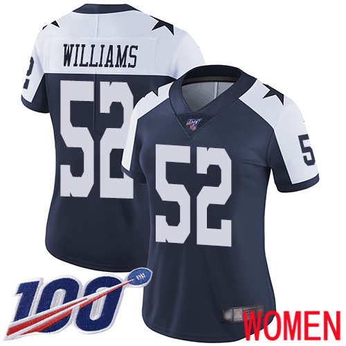 Women Dallas Cowboys Limited Navy Blue Connor Williams Alternate #52 100th Season Vapor Untouchable Throwback NFL Jersey->women nfl jersey->Women Jersey